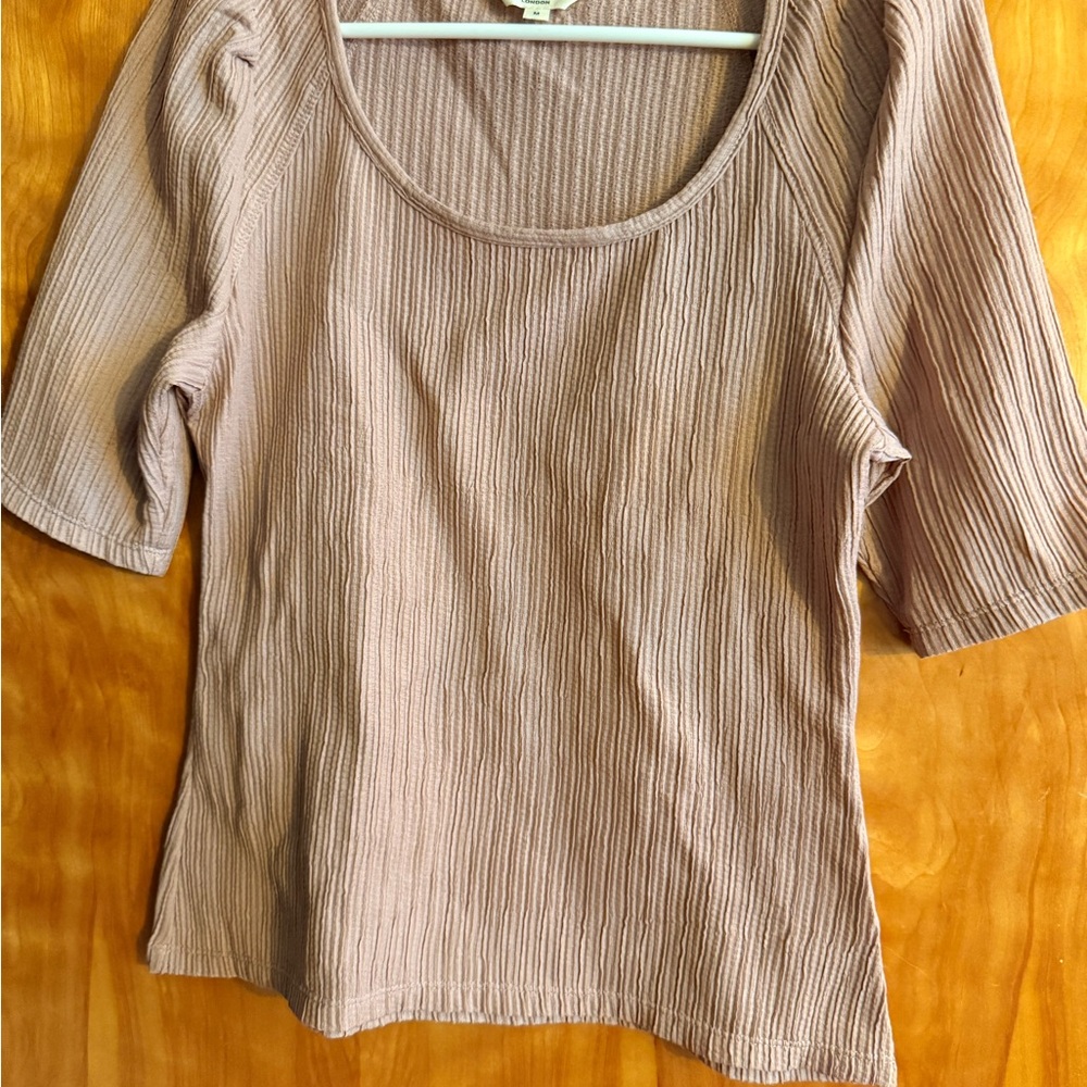 Max Studio Ribbed Blouse in Mauve